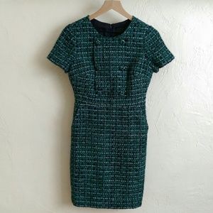 J Crew Collection Emerald Metallic Tweed Dress